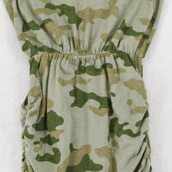 Sundry T-Shirt Dress Womens Camo Green Sleeveless Racerback Ruched Mini - Picture 5 of 8